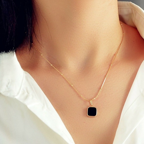 Jewelry - GP Black Square Necklace